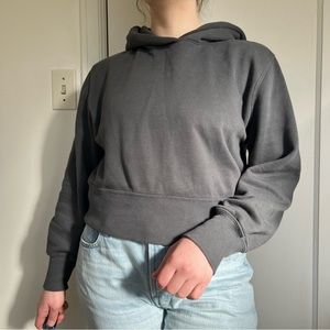 Abercrombie & Fitch Wedge Crossover Hoodie Cropped Soft Collection Dark Grey - S